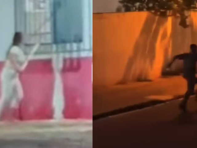 [VIDEO] ¡Hesúkena! Le pilló ndajeko a él en un motel y con feroz caño comenzó a correrle por la calle